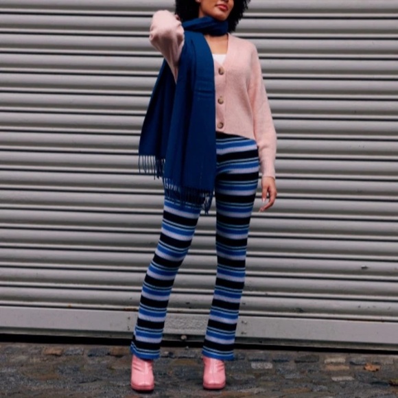 UNIQLO x MARNI Merino Blend Semi Flare Knitted Pants in Blue Sz. Small - Picture 2 of 15